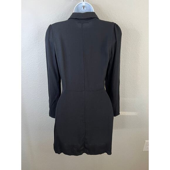 Reformation Hugh Black Mini Dress Women's 4 Button Down Front Long Sleeves - Picture 4 of 6
